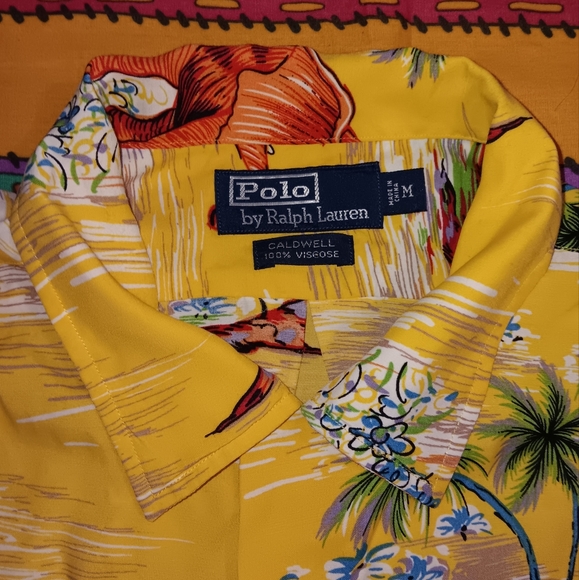 90s Ralph Lauren Polo Viscose Caldwell Button Up Hawaiian Shirt Vintage Elephant - Picture 2 of 4